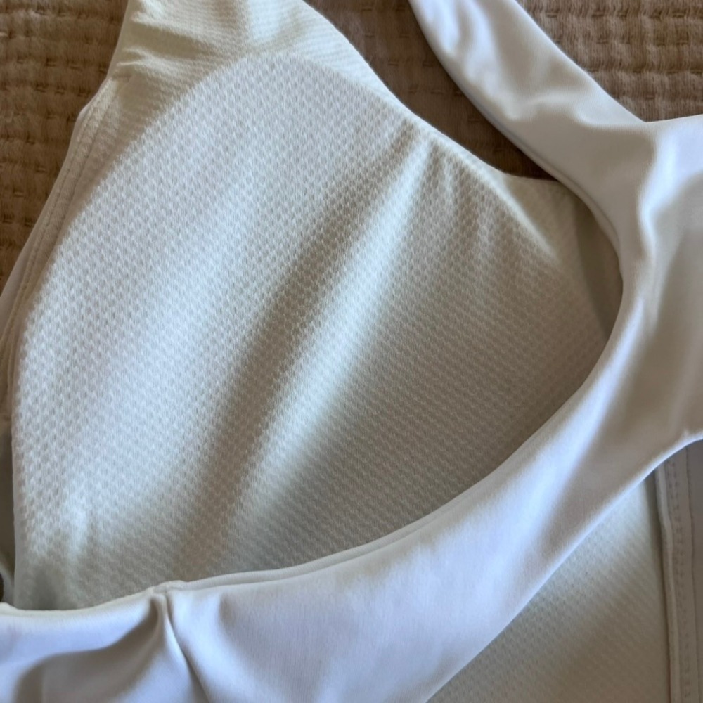 ATHLETA White Zip Front Sports Bra Racerback S/M Workout Fitness Women's - Picture 4 of 9